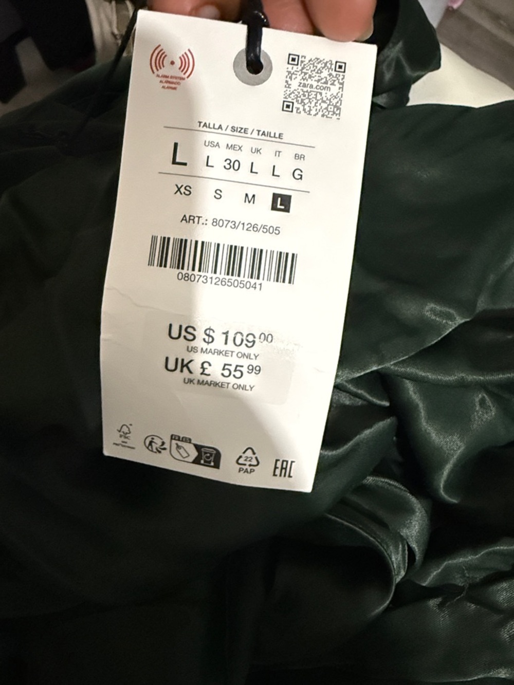 Zara One Shoulder Dark Green Dress - Picture 3 of 3